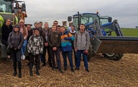 Uczniowie 3 klasy agrobiznesu  podczas mulczowania kukurydzy i wykonywania orki  zimowej 1