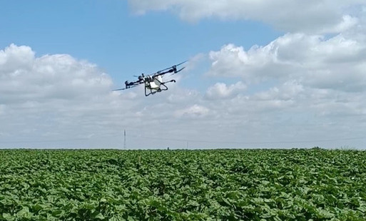 Dron na szkolnym polu